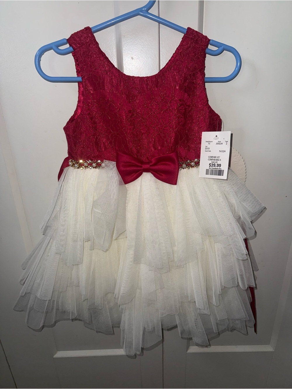 American Princess Burgundy and Cream Layered Tulle Party Dress